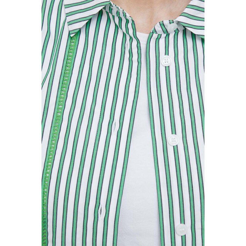 Košile Tommy Hilfiger zelená barva, relaxed, s klasickým límcem