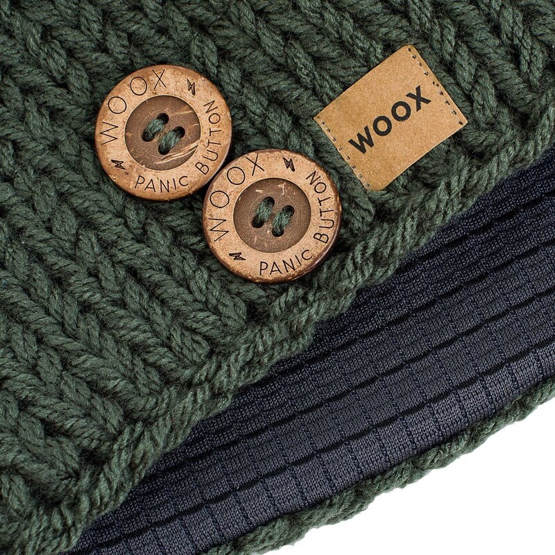 Čepice WOOX Dark Olive Button Beanie