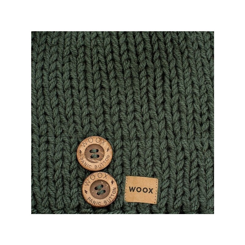 Čepice WOOX Dark Olive Button Beanie