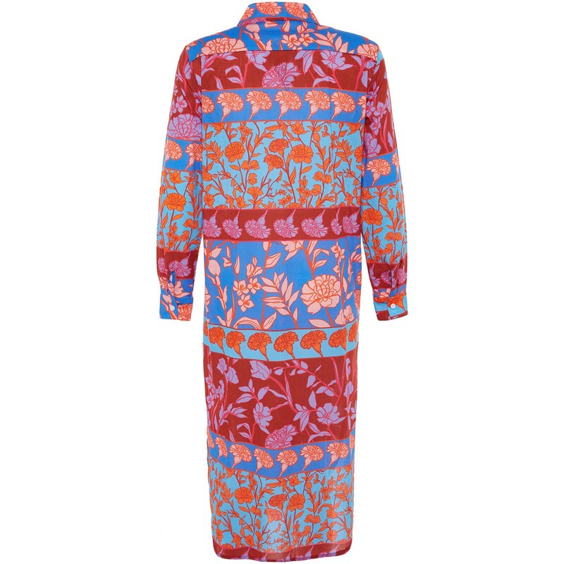 Trendyol Floral Print Midi Woven 100% Cotton Kimono & Caftan