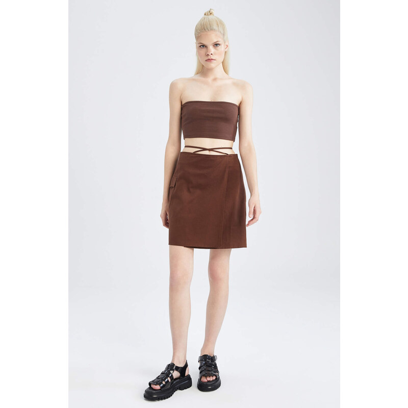 DEFACTO A Cut Cross Tie Waist Mini Skirt