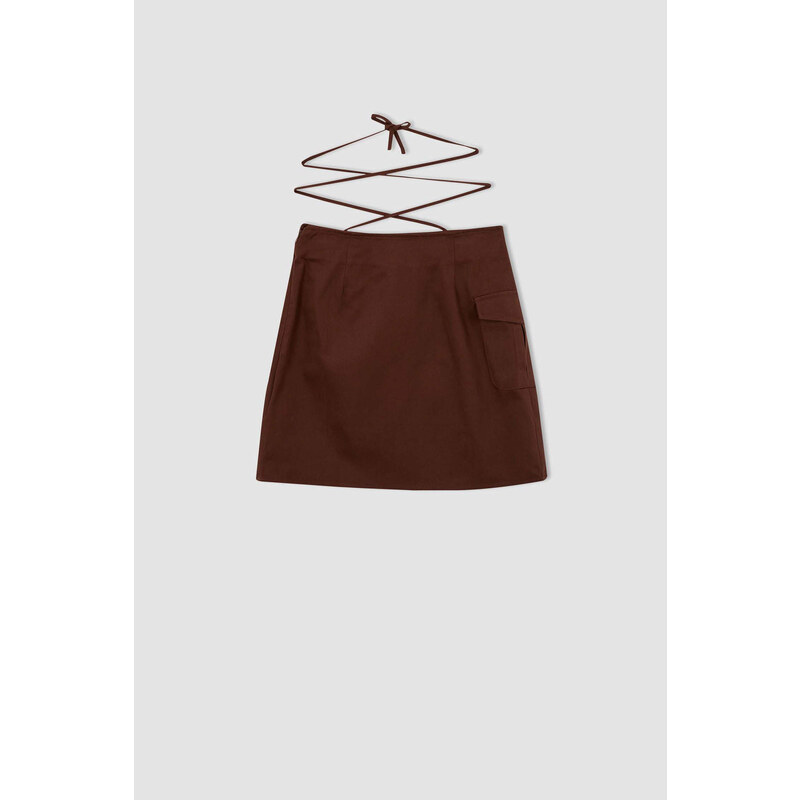 DEFACTO A Cut Cross Tie Waist Mini Skirt