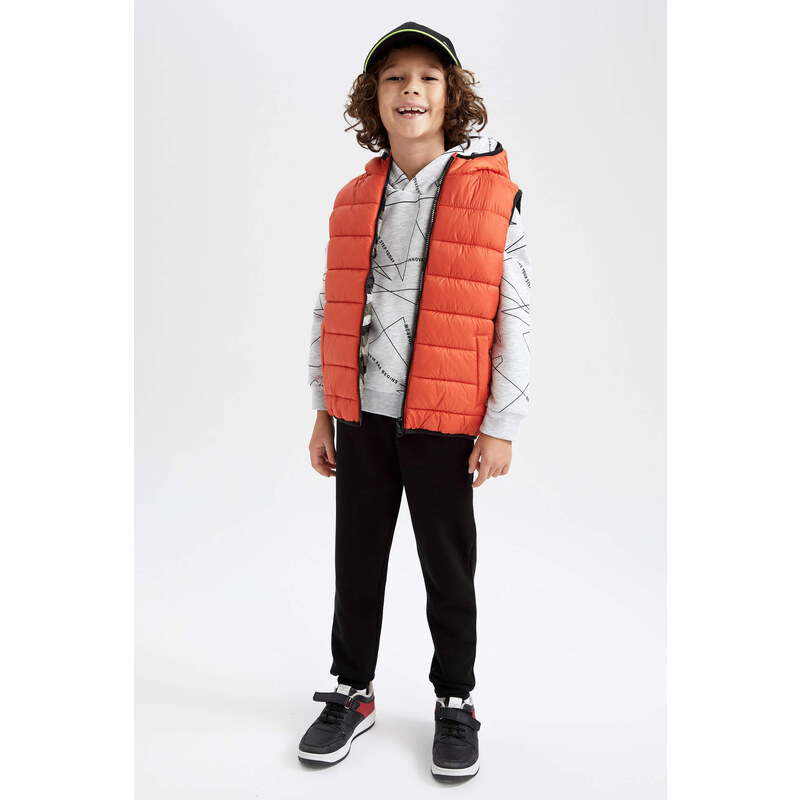 DEFACTO Boys Double-Sided Hooded Inflatable Vest