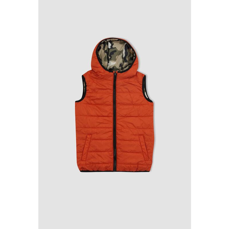 DEFACTO Boys Double-Sided Hooded Inflatable Vest