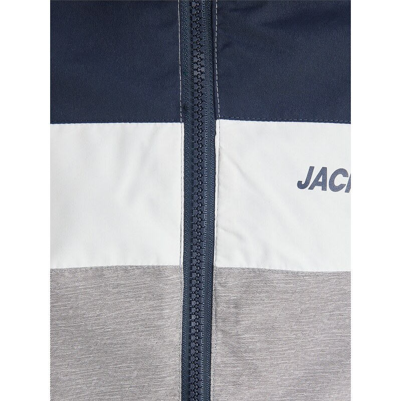 Jack & Jones Junior Přechodná bunda 'Rush' námořnická modř / čedičová šedá / bílá