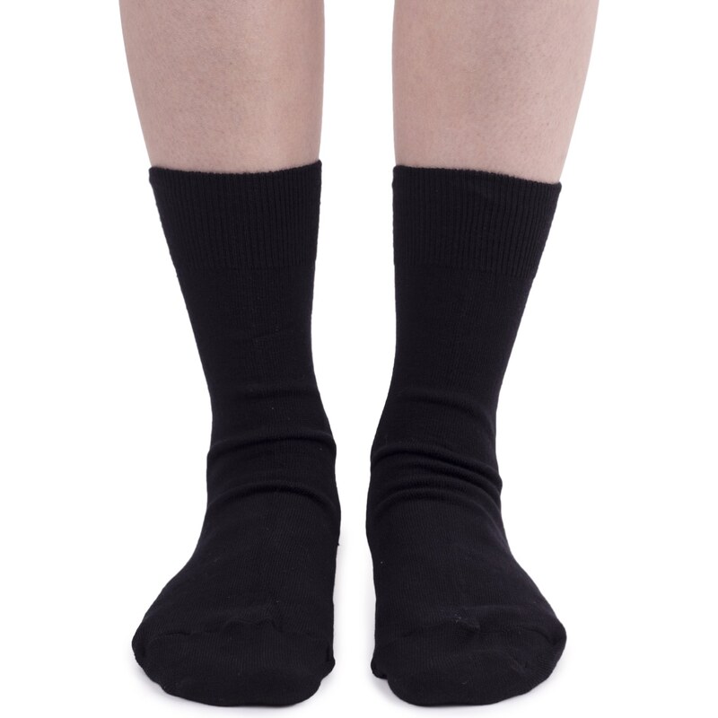 Vlnka Bavlněné ponožky s volným lemem černá