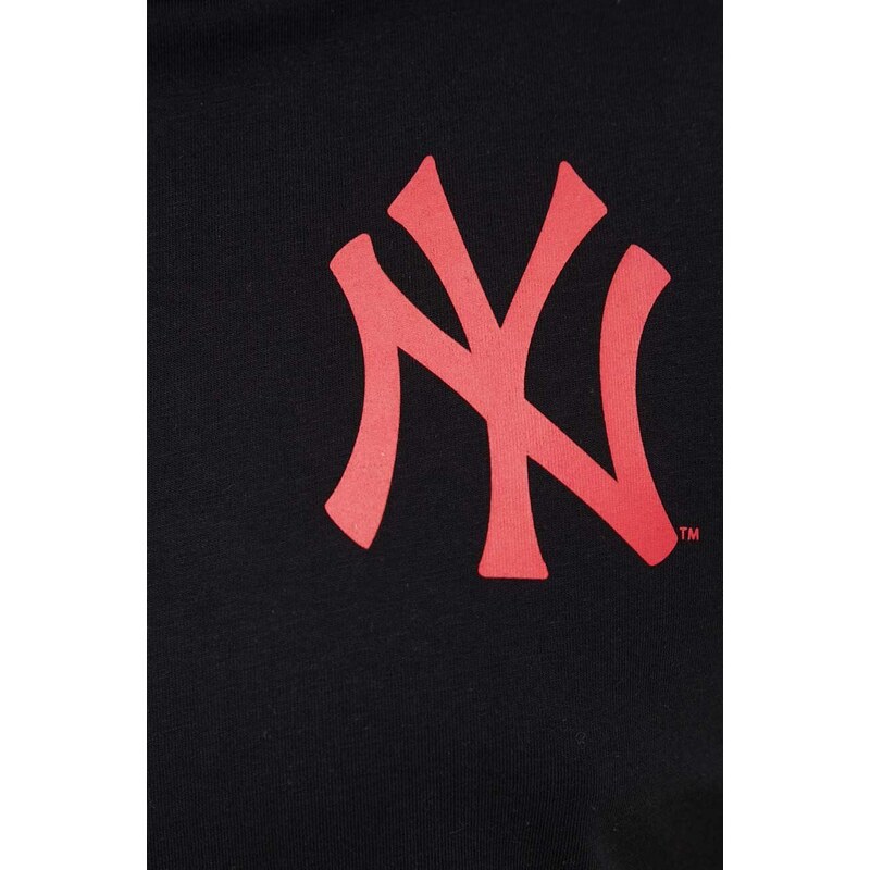 Bavlněné tričko 47brand MLB New York Yankees černá barva, s potiskem