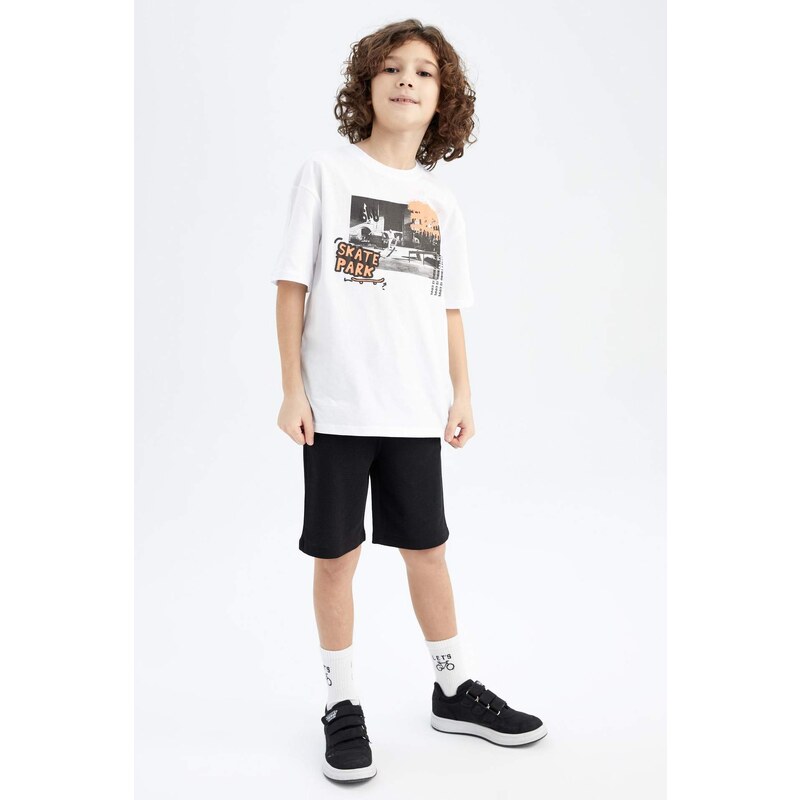 DEFACTO Boy Oversize Fit Crew Neck Printed Short Sleeve T-Shirt