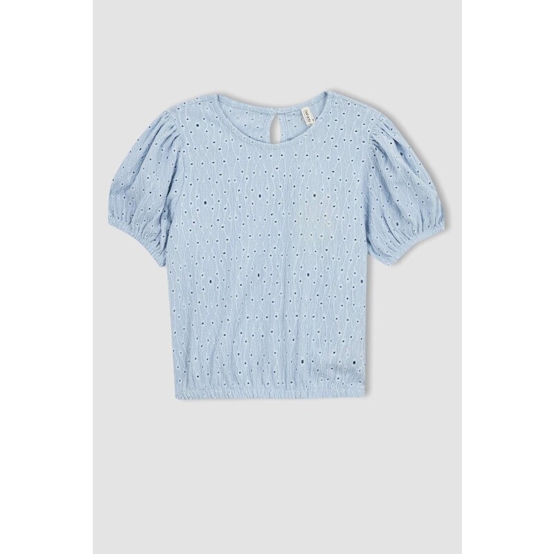 DEFACTO Girls Regular Fit Embroidered Short Sleeve T-Shirt