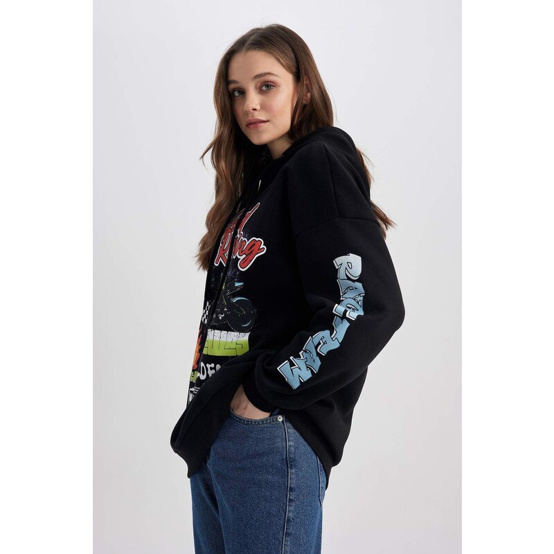 DEFACTO Coool Oversize Fit Hoodie Printed Sweatshirt