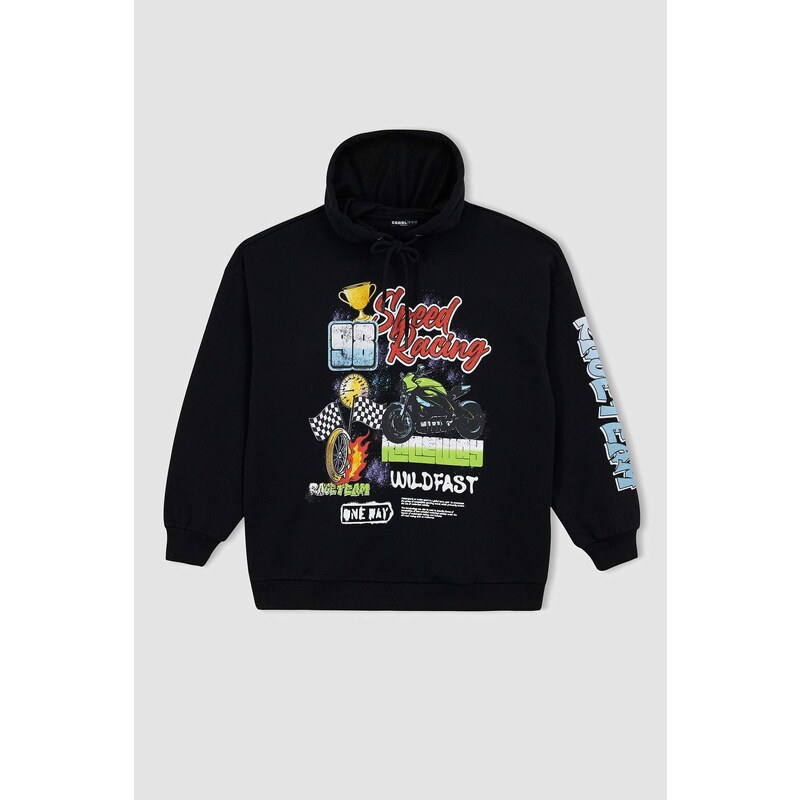 DEFACTO Coool Oversize Fit Hoodie Printed Sweatshirt