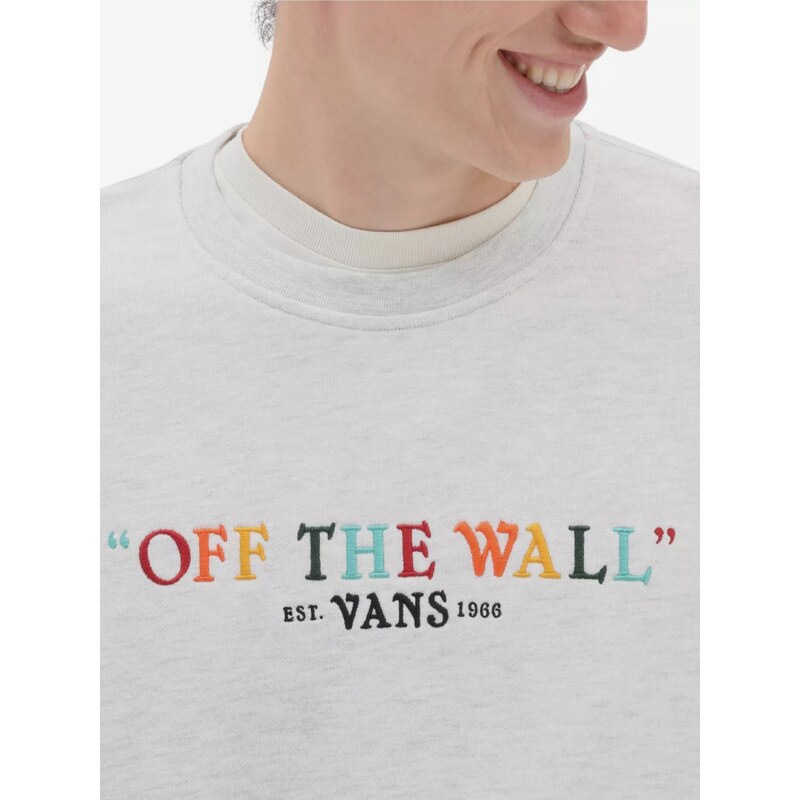 Světle šedá pánská mikina VANS Rainbow Script Crew - Pánské