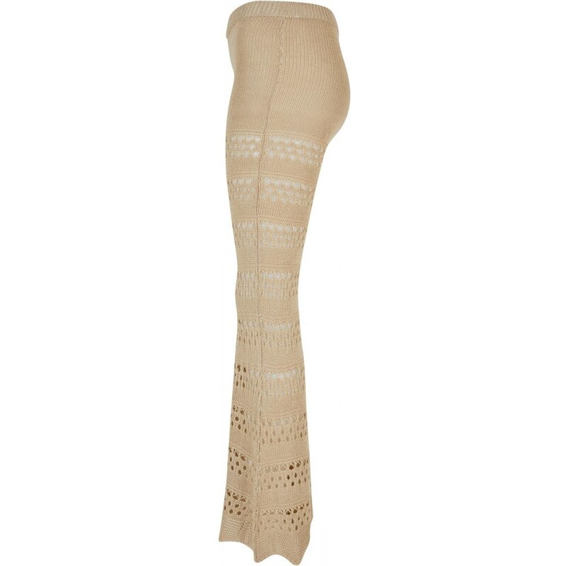 Dámské kalhoty Urban Classics Flared Crochet Knit Leggings softseagrass