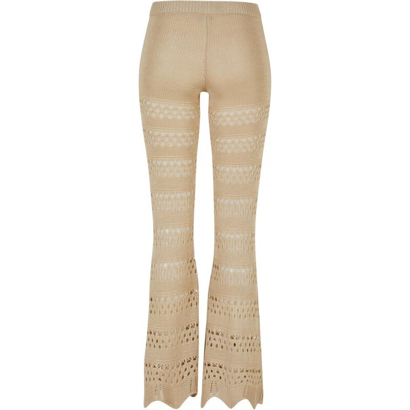 Dámské kalhoty Urban Classics Flared Crochet Knit Leggings softseagrass