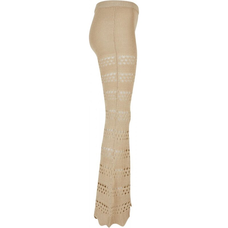Dámské kalhoty Urban Classics Flared Crochet Knit Leggings softseagrass