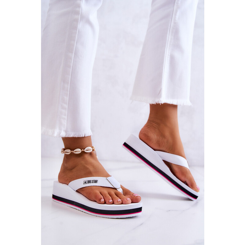 Big Star Shoes Women's flip-flops on the wedge Big Star JJ274A333 White