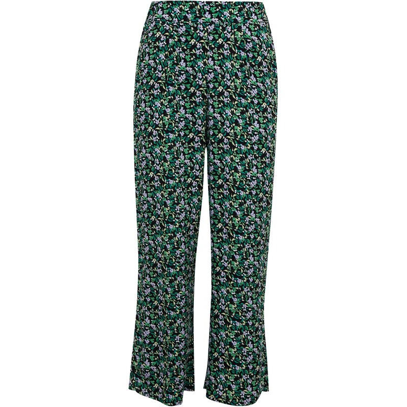 Orsay Černo-zelené dámské květované zkrácené kalhoty - Dámské