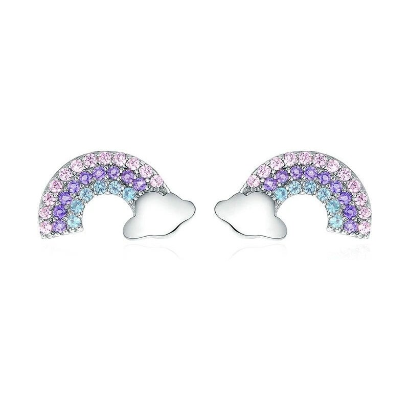 GRACE Silver Jewellery Stříbrné náušnice Duha a mráček - stříbro 925 81528315