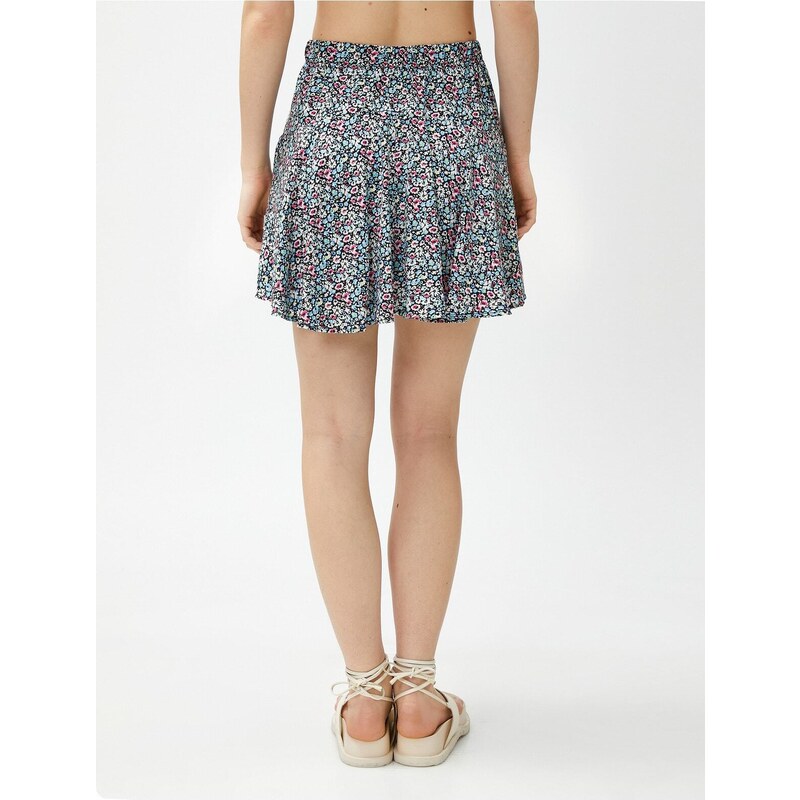 Koton Floral Shorts Skirt Viscose Mini with Elastic Waist.