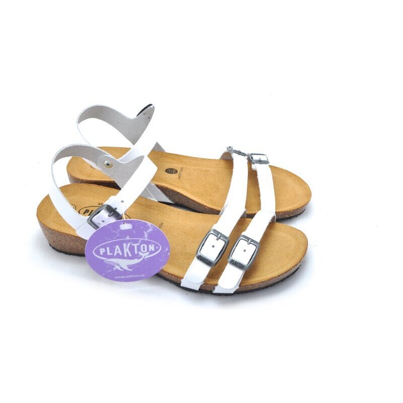 Krásné letní sandály na korkové podešvi Plakton 775920 bílá