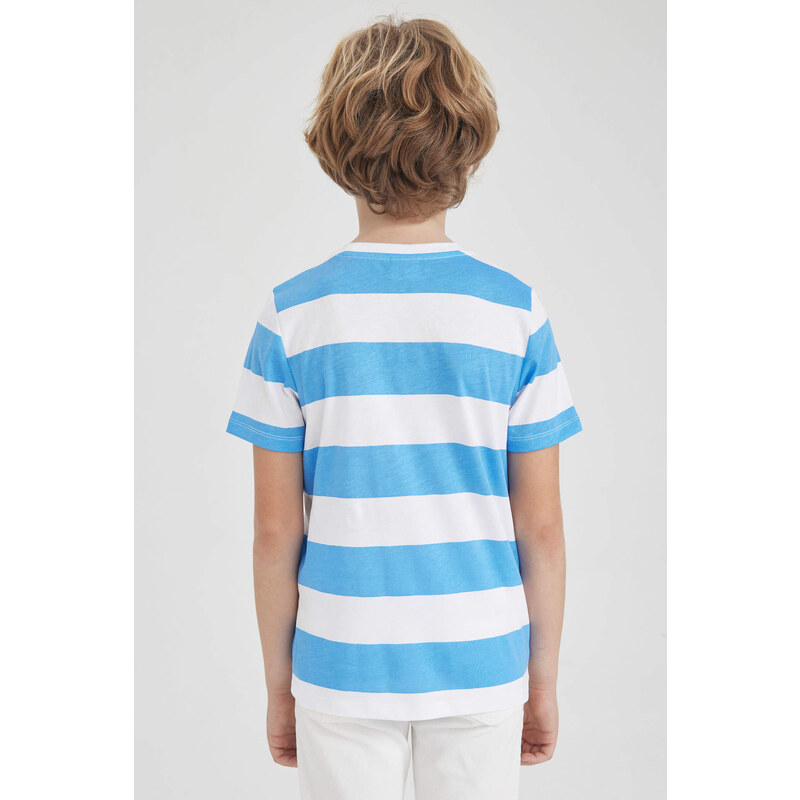 DEFACTO Boy Regular Fit Crew Neck Striped Patterned Short Sleeve T-Shirt