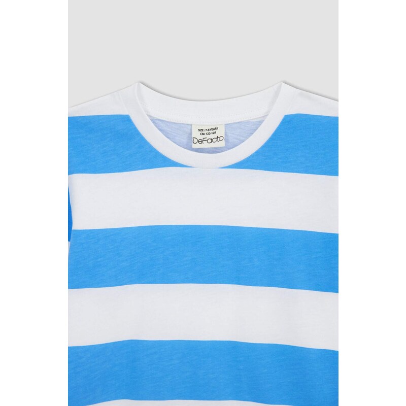 DEFACTO Boy Regular Fit Crew Neck Striped Patterned Short Sleeve T-Shirt