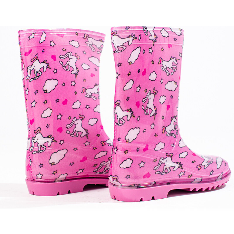 High girls' wellies with Shelvt pattern pink