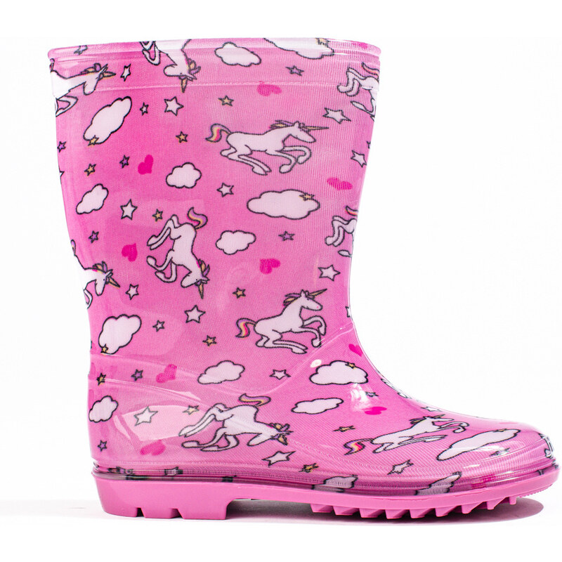 High girls' wellies with Shelvt pattern pink