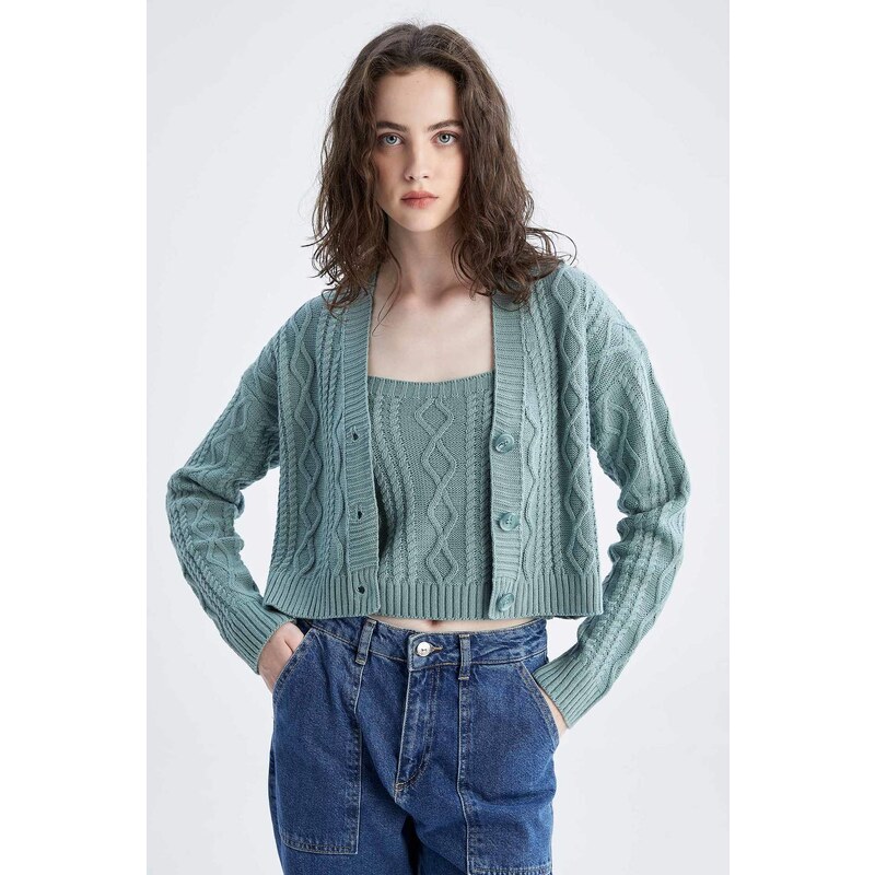 DEFACTO Regular Fit V-Neck Cardigan