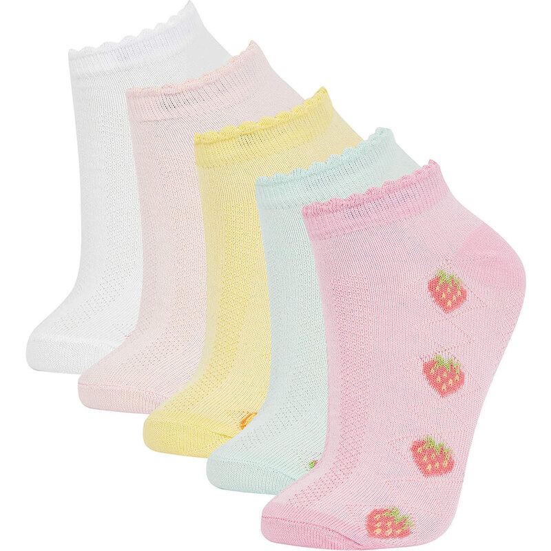 DEFACTO Girls' Cotton 5 Pack Short Socks