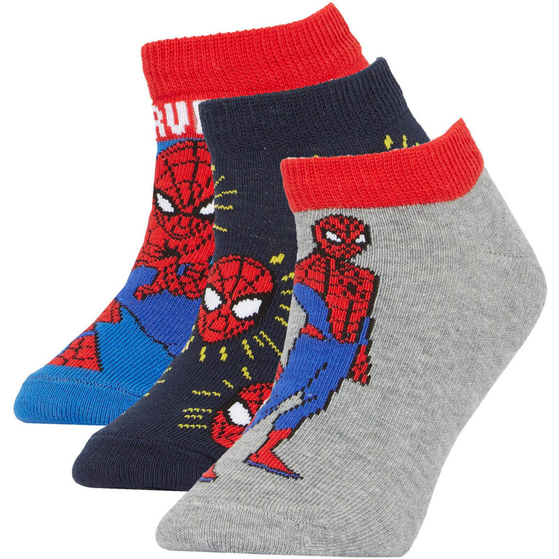 DEFACTO Boy Marvel Spiderman Licensed Cotton 3 Pack Short Socks