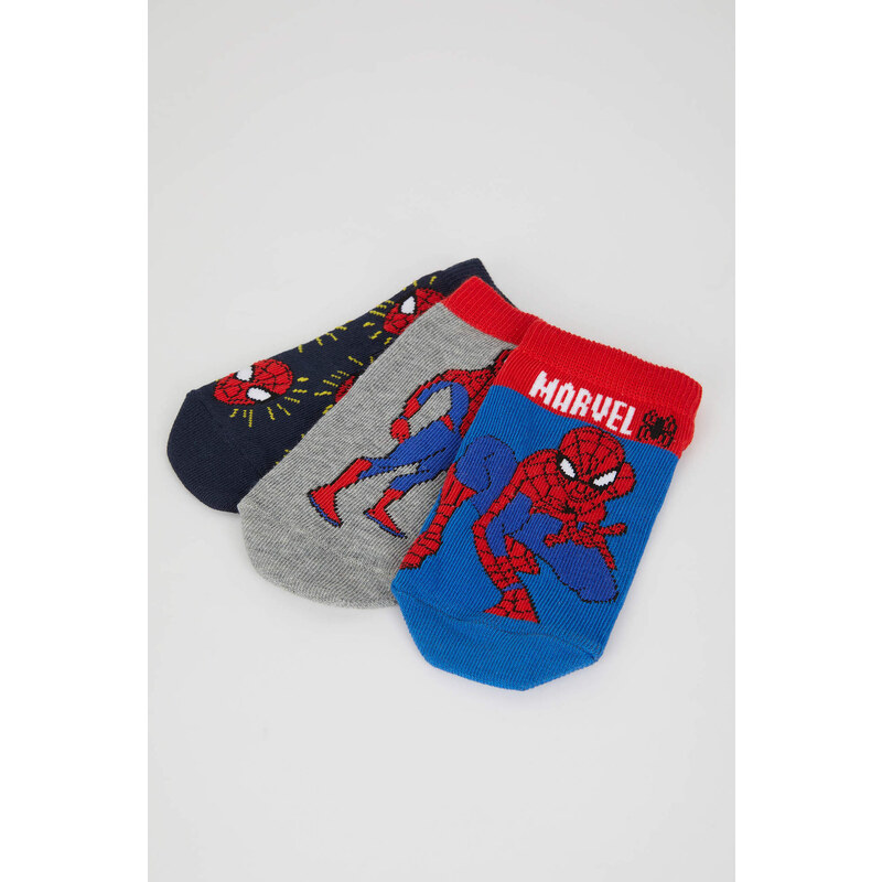 DEFACTO Boy Marvel Spiderman Licensed Cotton 3 Pack Short Socks