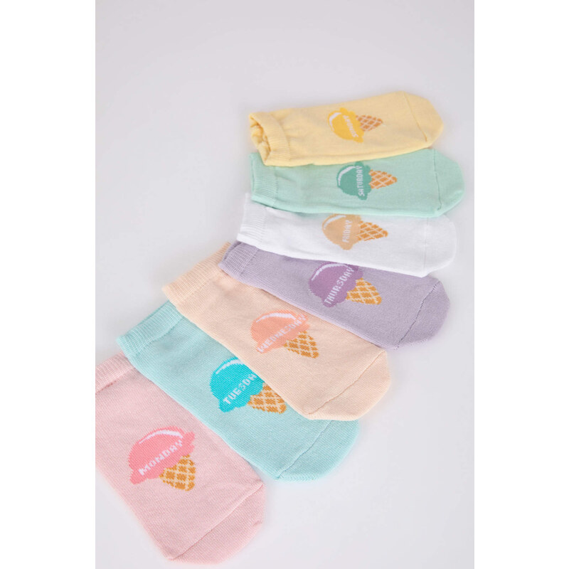 DEFACTO Girls' Cotton 7-Pack Short Socks