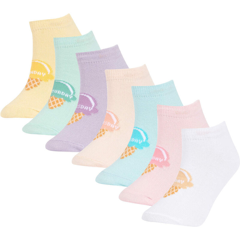 DEFACTO Girls' Cotton 7-Pack Short Socks