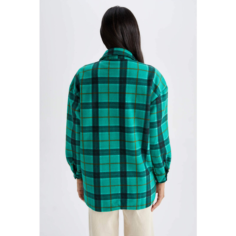 DEFACTO Flanel A Line Plaid Long Sleeve Tunic