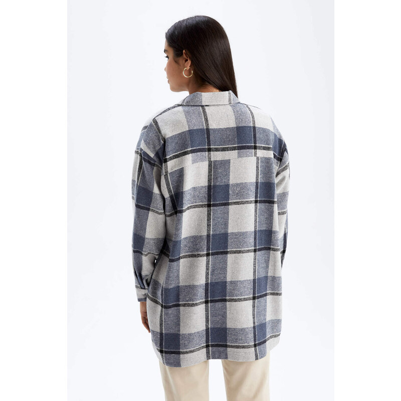 DEFACTO Relax Fit Plaid Long Sleeve Tunic