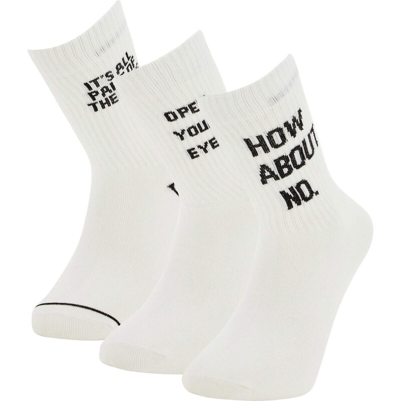 DEFACTO Men's Letter Printed 3-pack Socks