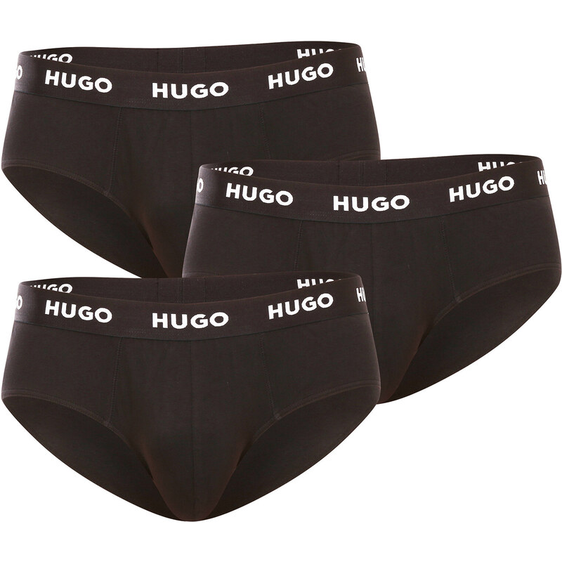 3PACK pánské slipy HUGO černé (50469763 001)