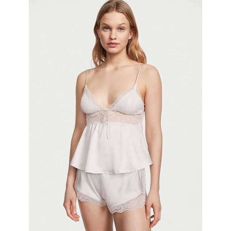 Victoria's Secret hedvábné pyžámko s krajkou Stretch Lace & Satin Cami Set