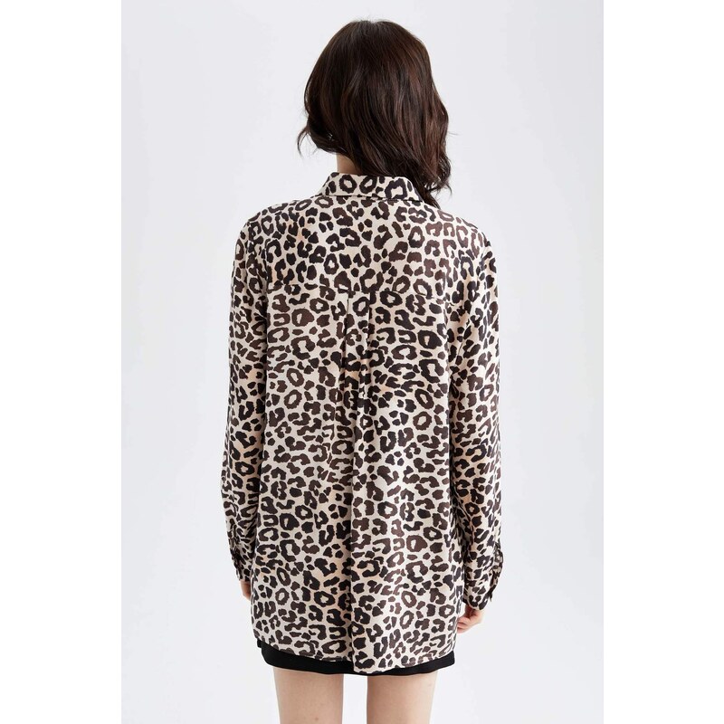 DEFACTO Relax Fit Long Sleeve Zebra Print Tunic