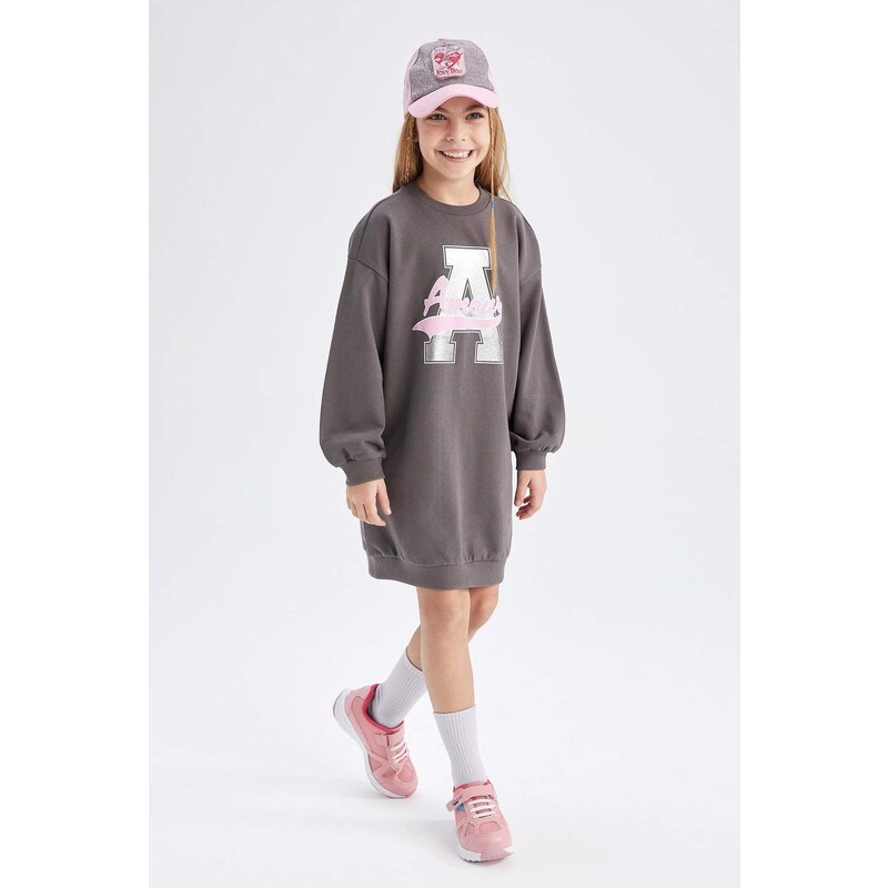 DEFACTO Girl Crew Neck Printed Sweat Dress