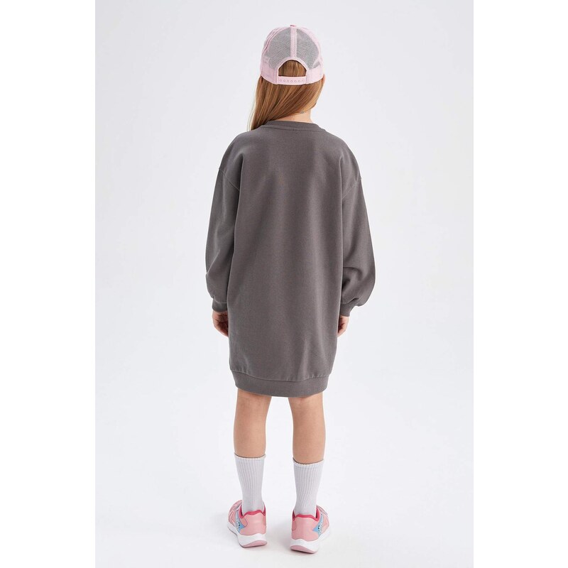 DEFACTO Girl Crew Neck Printed Sweat Dress