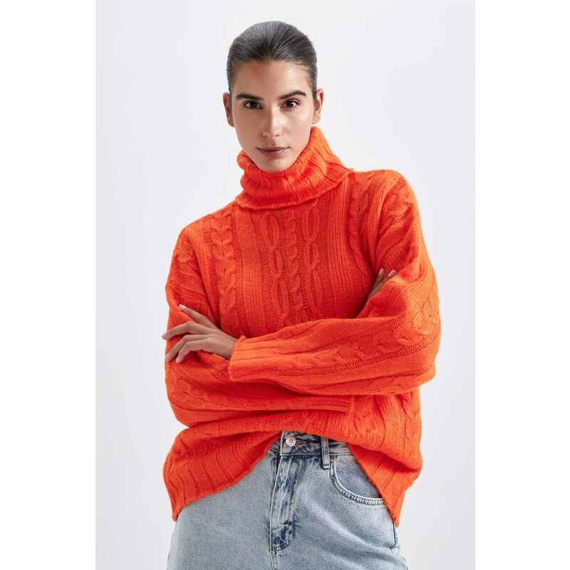 DEFACTO Oversize Fit Turtleneck Pullover