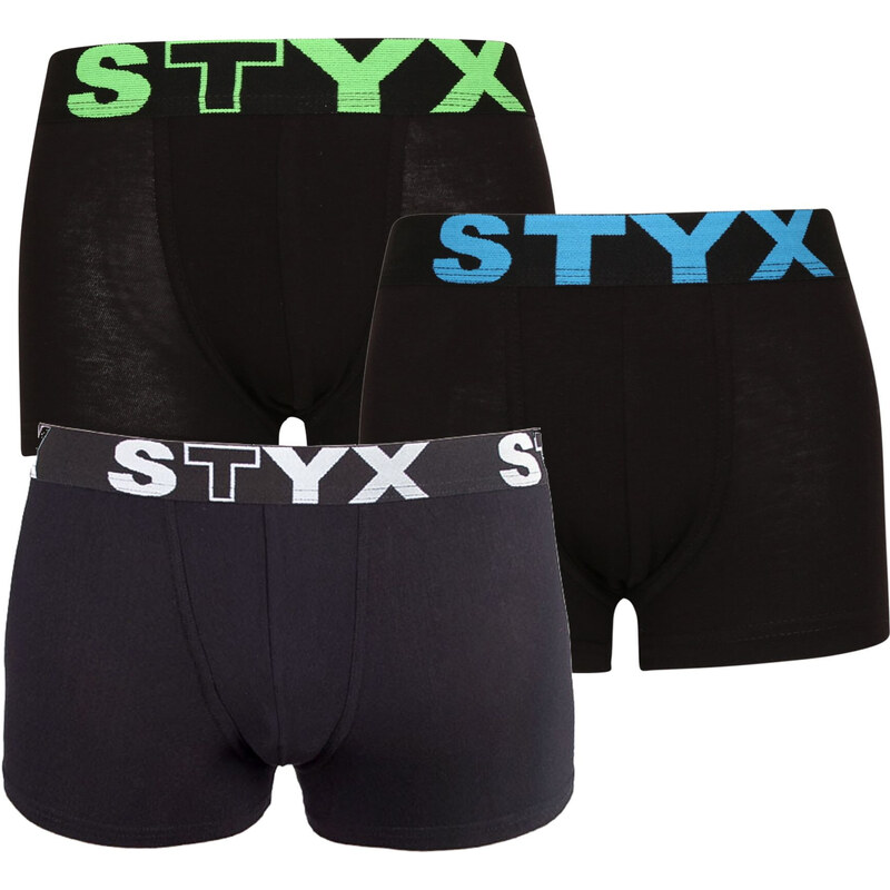 3PACK dětské boxerky Styx sportovní guma černé (3GJ96012) 6-8 let
