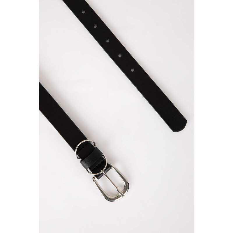 DEFACTO Women's Rectangle Buckle Leather Look Belt