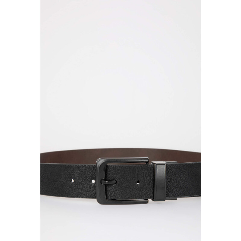 DEFACTO Men's Double-Sided Faux Leather Jean Belt