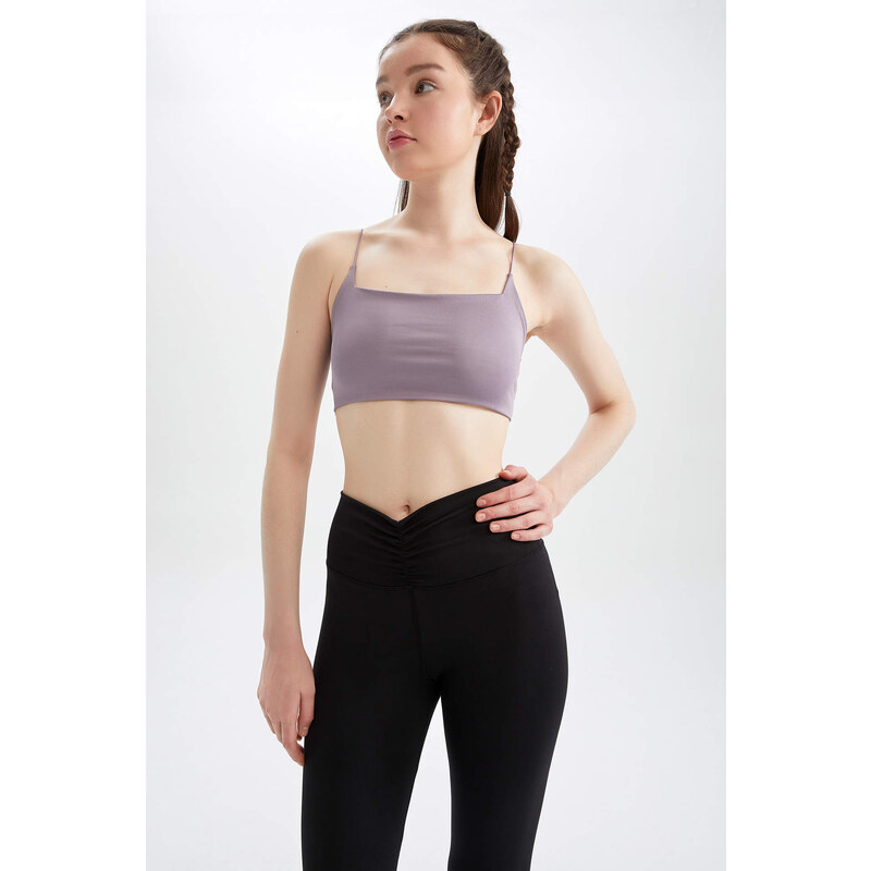 Defacto Fit Crew Neck Rope Strap Crop Top