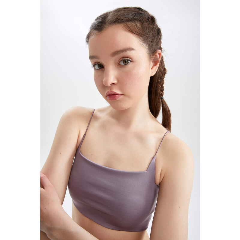 Defacto Fit Crew Neck Rope Strap Crop Top