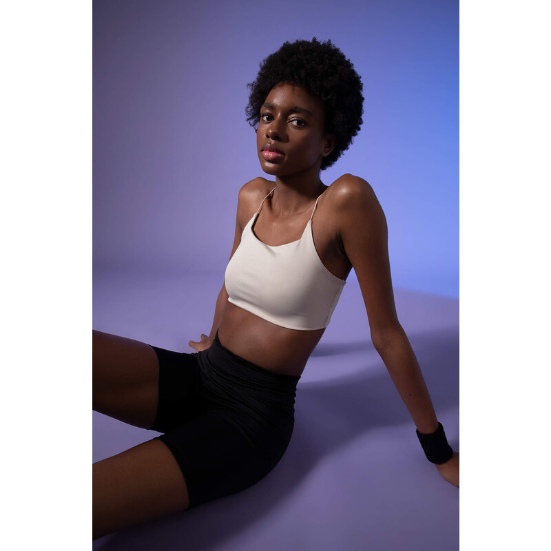 Defacto Fit Crew Neck Rope Strap Crop Top