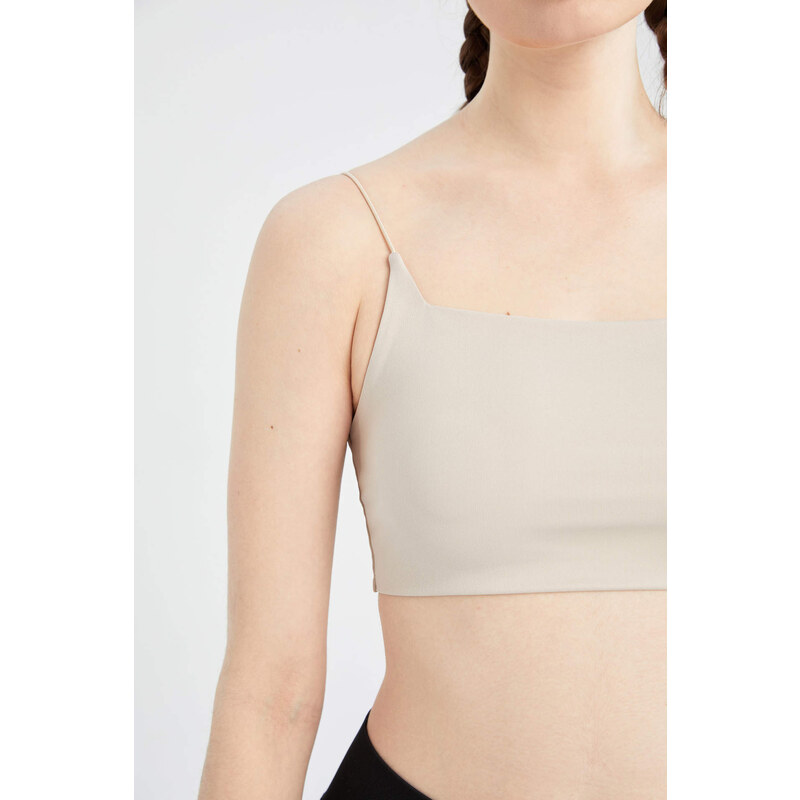 Defacto Fit Crew Neck Rope Strap Crop Top